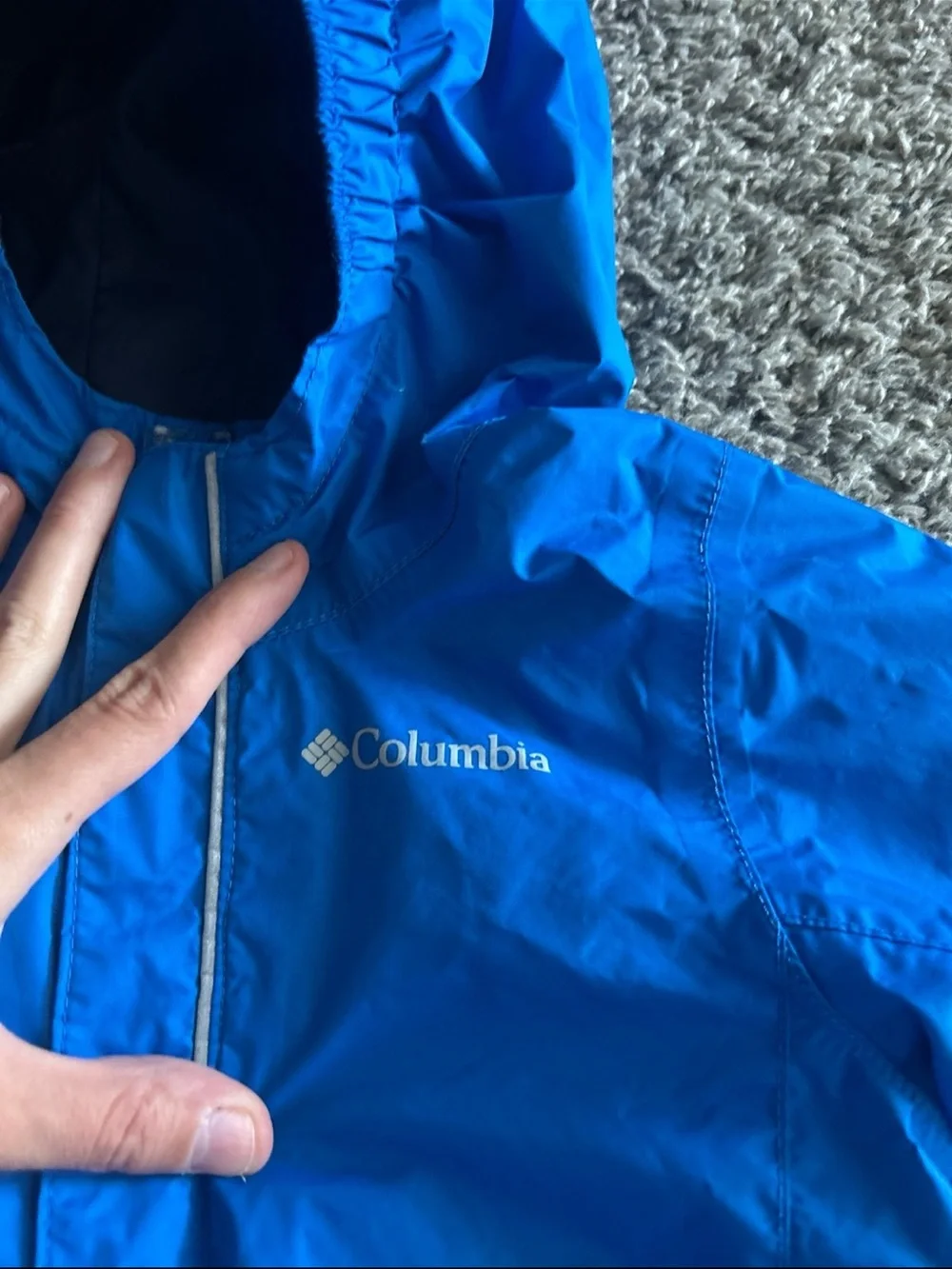Columbia Kids Bright Blue Hooded Rain Jacket
